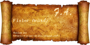 Fixler Anikó névjegykártya